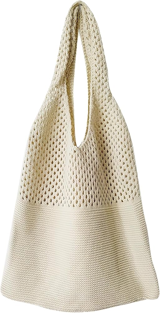 Crocheted Mesh Beach Tote Bag, Beach Bag, Large Beach Bag, Women's Crochet Bag, Shopper Bag, Tote Bag, Beach Bag, Shoulder Bag, Mesh Knitted Bag for Travel, Shopping and Everyday Use