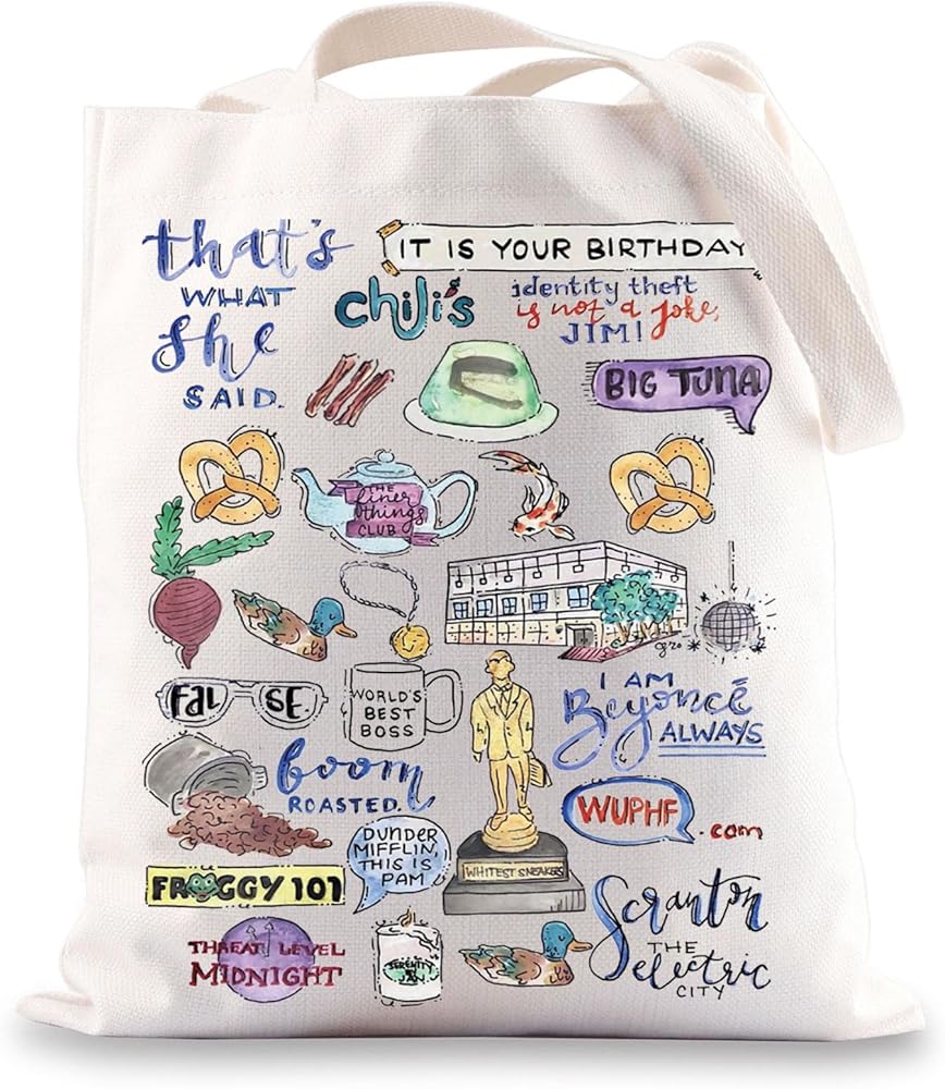 BWWKTOP The Office Tote Bag Michael And Dwight Fans Gifts Office Fans Shoulder Bag Office Themed Merchandise