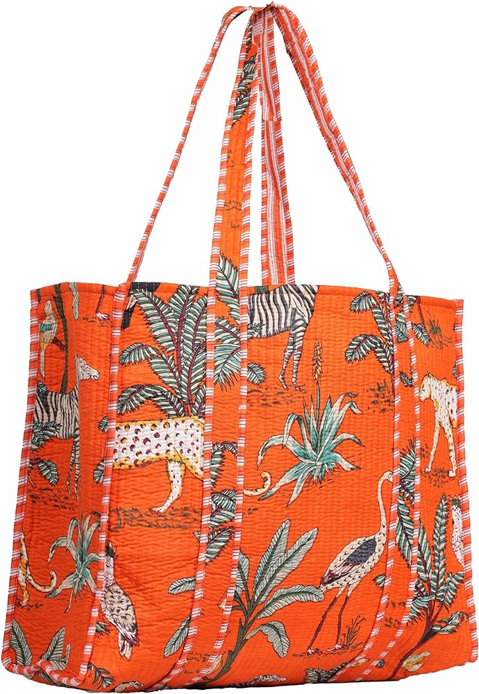 INDACORIFY Beautiful Printed Cotton Tote Bag Women Shopping Carry Bag Indian Handmade Shopping Bag Ethnic Baho Hippie Bag Shoulder Bags