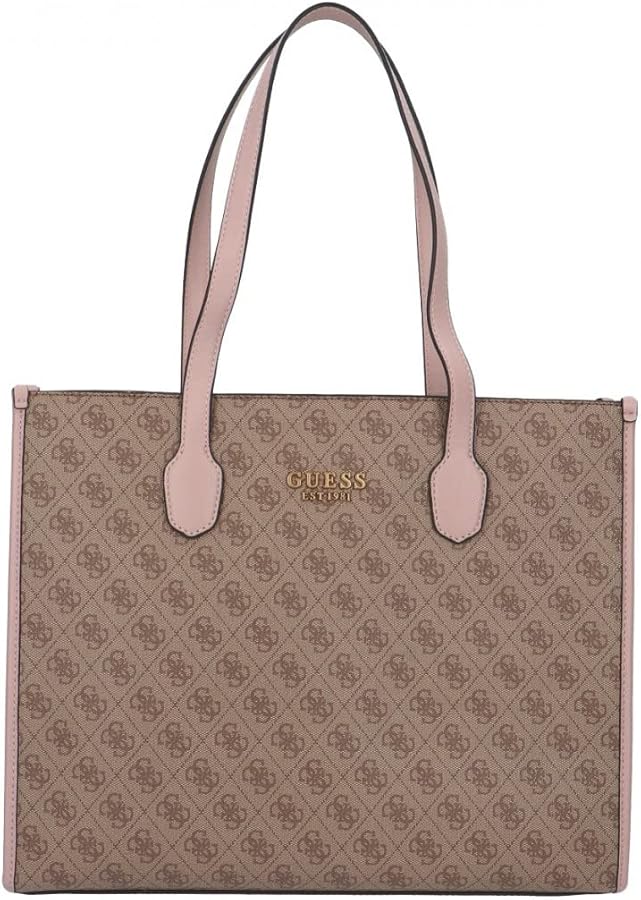 Guess Silvana Girlfriend Tote Latte Multilogo/Rosewood BS23GU41 SN866524 Women's Bag