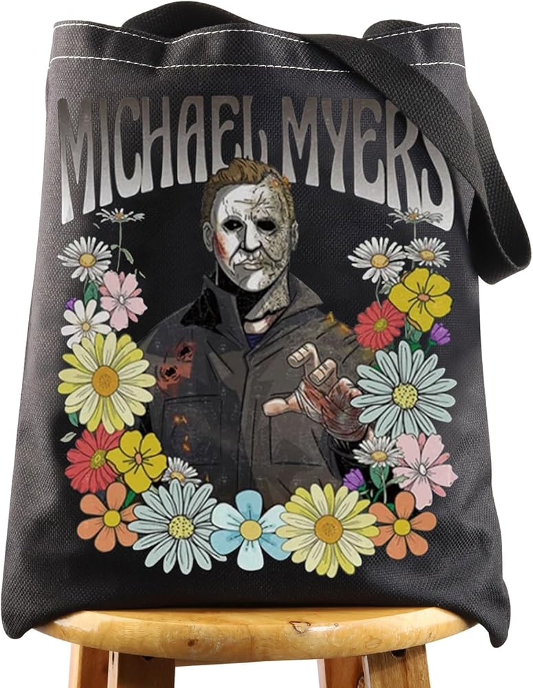 WZMPA Michael Myers Canvas Tote Bag Michael Scary Fans Gifts Halloween Michael Fans Reusable Grocery Bag