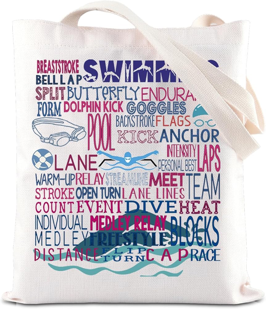 FOTAP Swimmer Gift Swimming Art Handbag Swimming Team Gift Swim Coach Gift Swimming Life Tote Bag