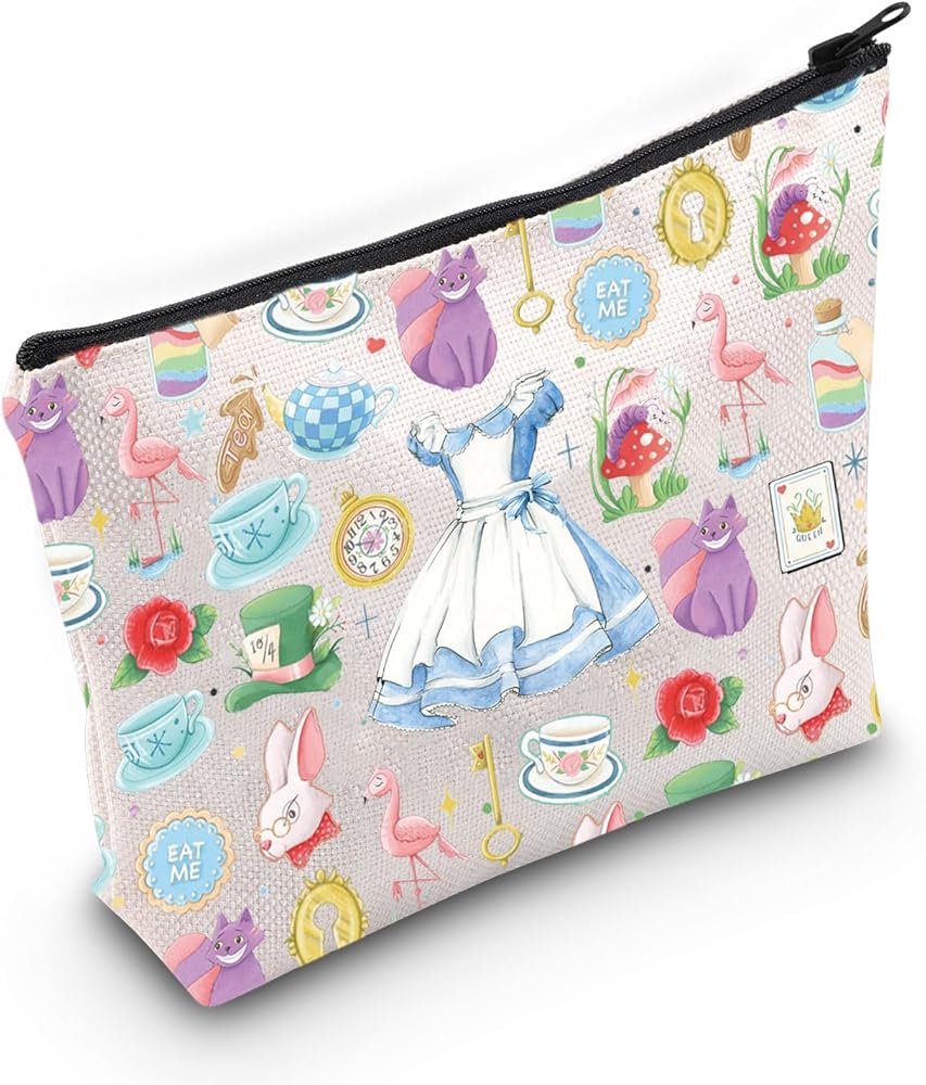 Alice Makeup Bag Alice Fairy Tale Fans Gift Wonderland Cosmetic Tote Bag Magical Garden Lover Gift