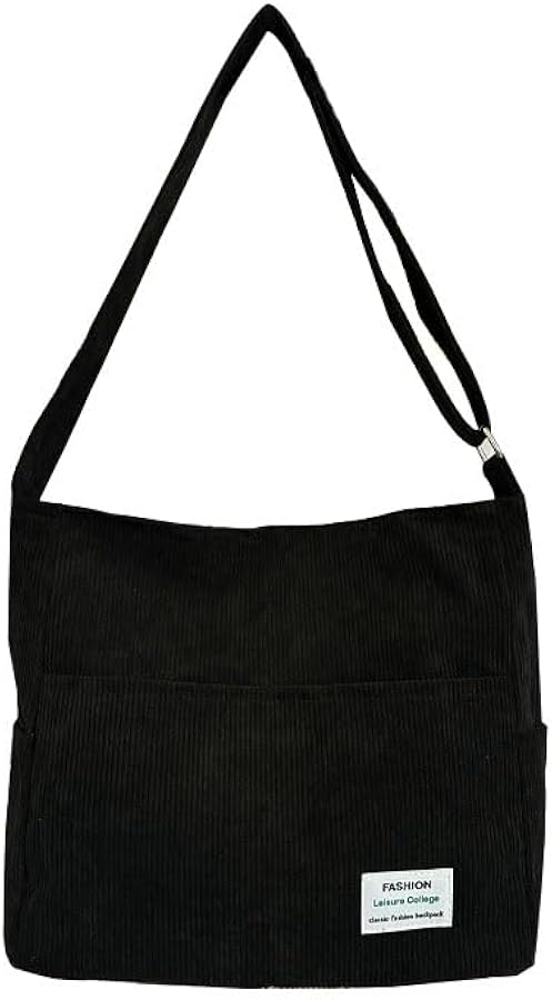 Women's corduroy handbag with zippered large capacity pocket, shoulder bag, women's handbag, suitable for school, work, travel, shopping.