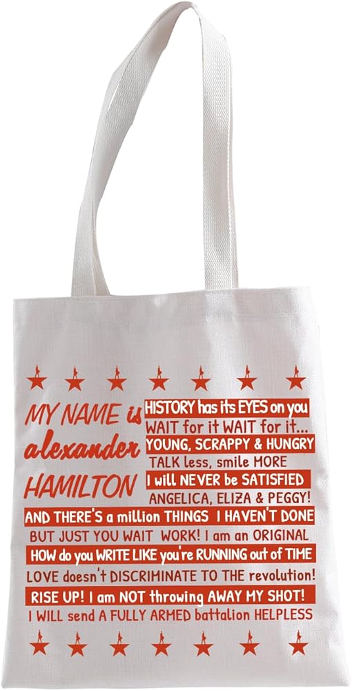 LEVLO HaniIIt Gift HaniIItom Inspired Gift Boardwey Musical Gift Shoulder Bag My Name Is Alexander HaniIItom Tote Bag