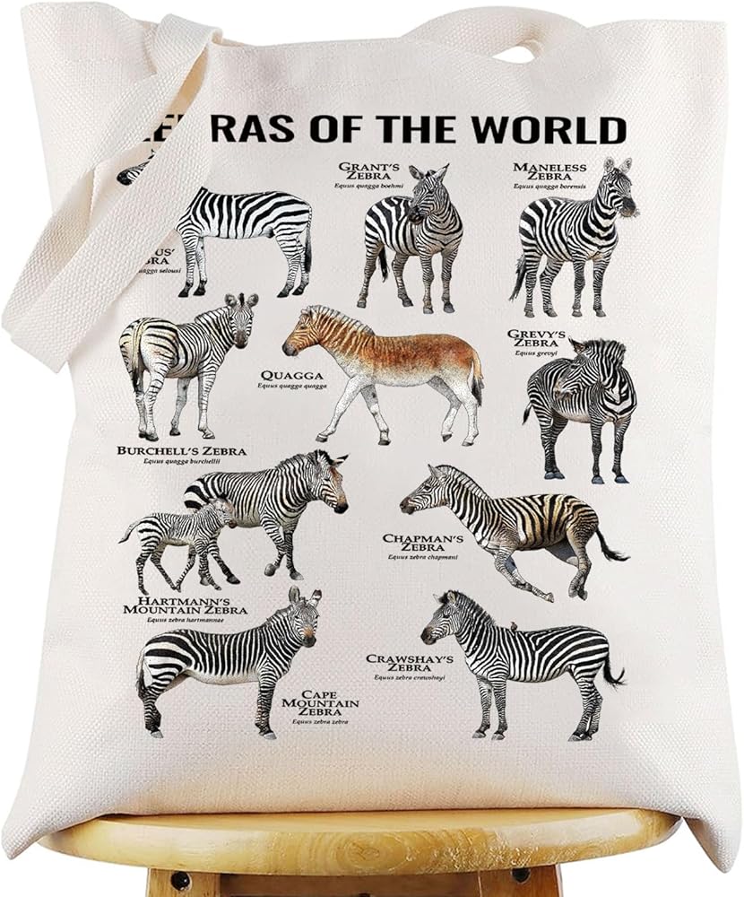 WZMPA Zebras Tote Bag Zebras Lover Gift Zebras Of The World Reusable Grocery Bag Zebras Species Merchandise