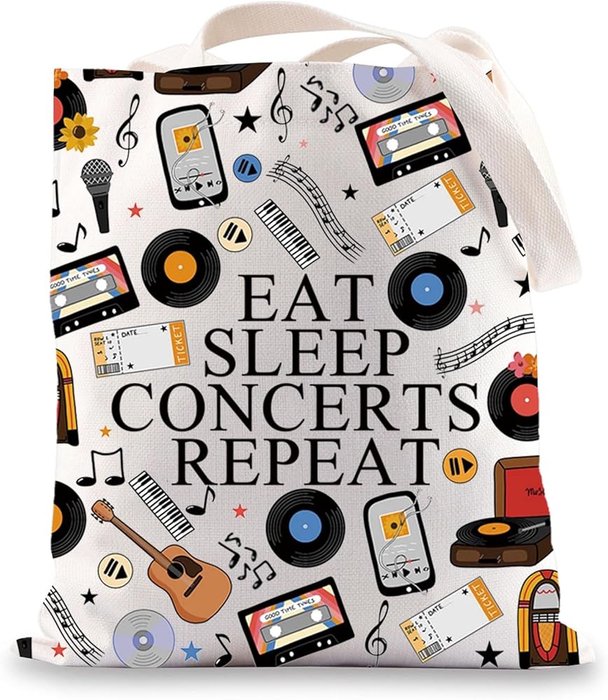 Concerts Tote Bag Concert Lovers Gifts Eat Sleep Concerts Repeat Music Concerts Shoulder Bag