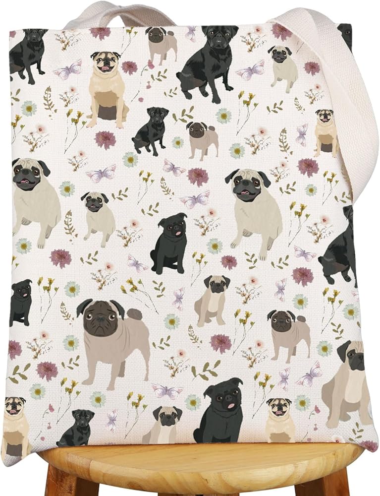 Pug Tote Bag Pug Mom Gifts Pug Themed Shoulder Bag Pug Dog Gifts Pug Mama Tote Bag