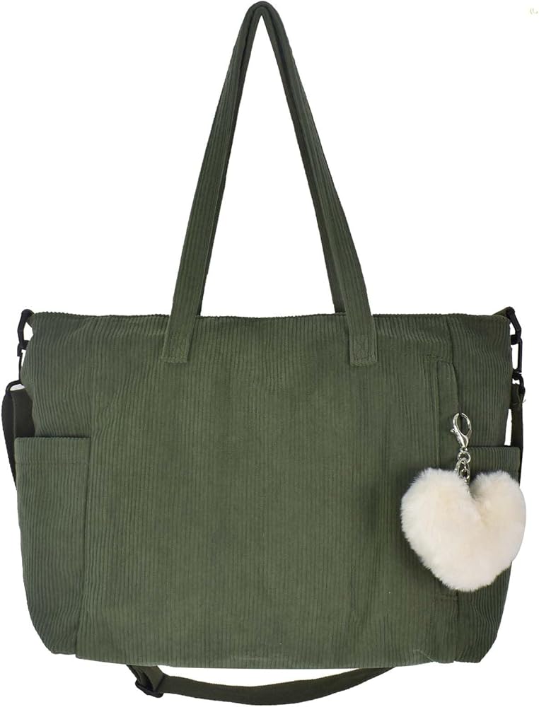 Corduroy Shoulder Bag,Corduroy Bag For Women,Corduroy Shopping Bag,Bread Bag,Women's Corduroy Handbag,Women's Corduroy Shoulder Bags for Shopping, Work Travel, Schule, green