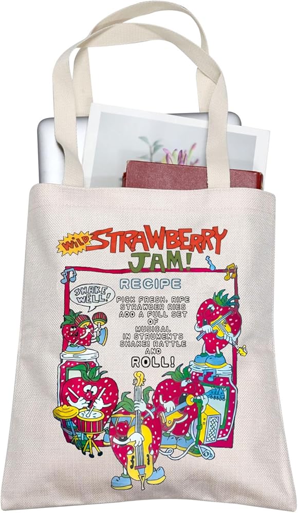 AKTAP Cute Aesthetic Strawberry Jam Tote Bag Strawberry Gifts For Women Strawberry Party Gift Idea Strawberry Accessories