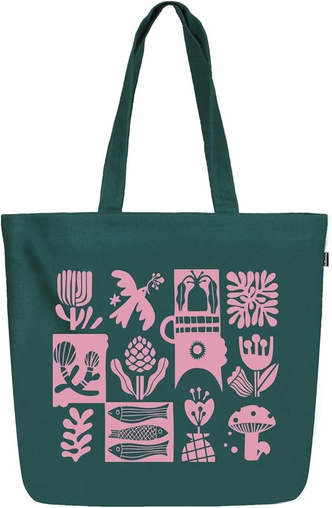 Ecoright Aesthetic Canvas Tote Bag for Women Large Zipper Tote Bags with Pocket, Womens Tote Bag for Yoga, Work, Beach