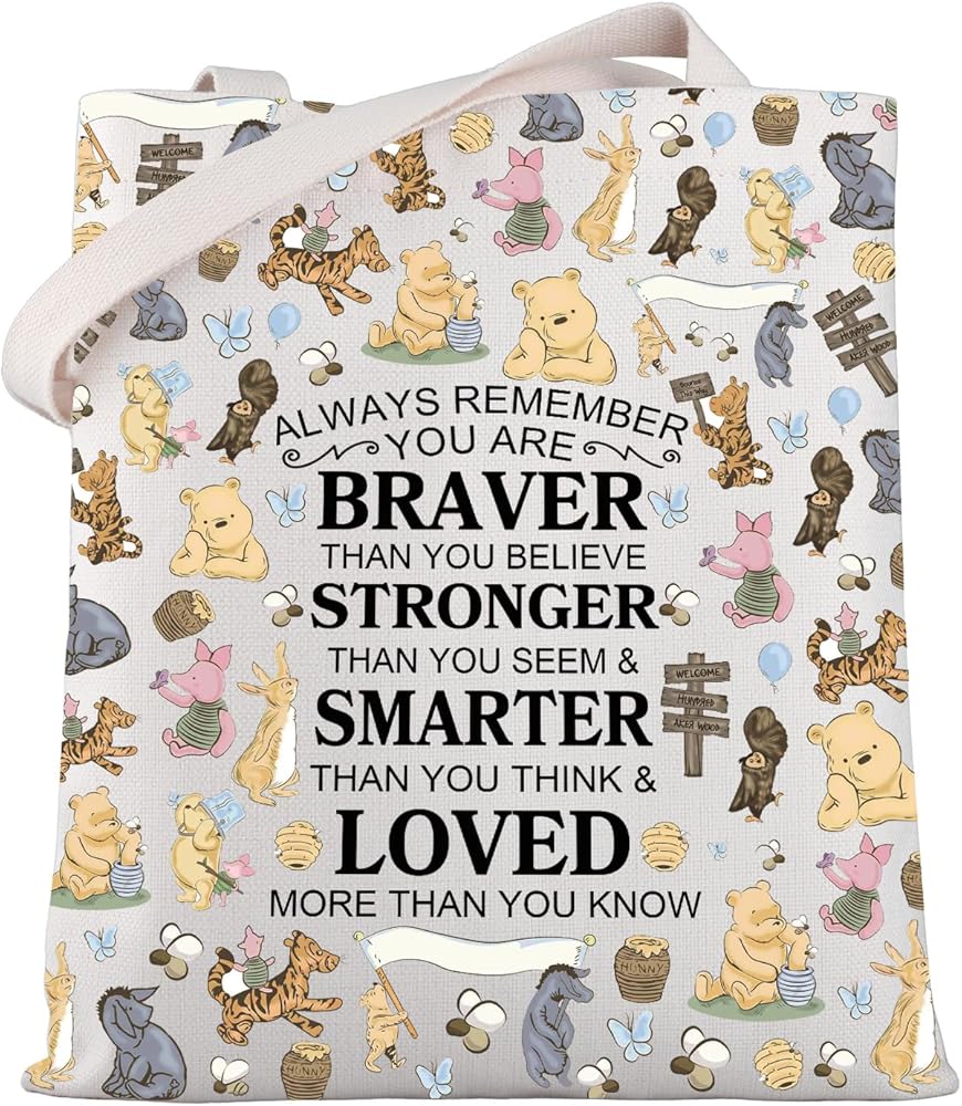 Pooh Bear Piglet Tote Bag Cartoon Pooh Bear Lover Gifts Cartoon Character Toiletry Bag Cartoon Movie Fans Gift