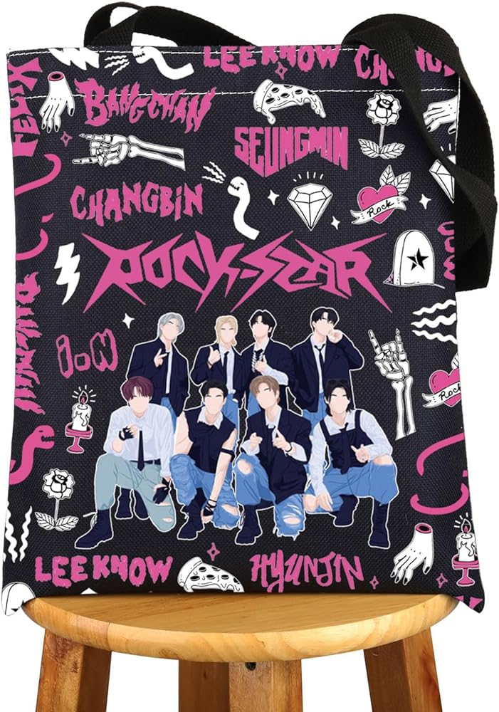 K-Pop SKZ Tote Bag K-Pop SKZ Tote Bag K Pop Band Lover Gifts SKZ Merchandise K-Pop Music Shoulder Bag