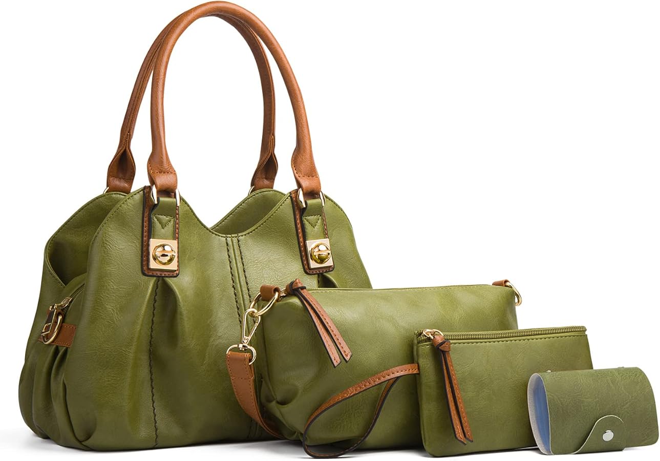 Women's Handbags Cloud pleated Top-handle Bags Ladies Waterproof Shoulder Bag Soft Leather Cross-Body Bags 4 Pcs Set