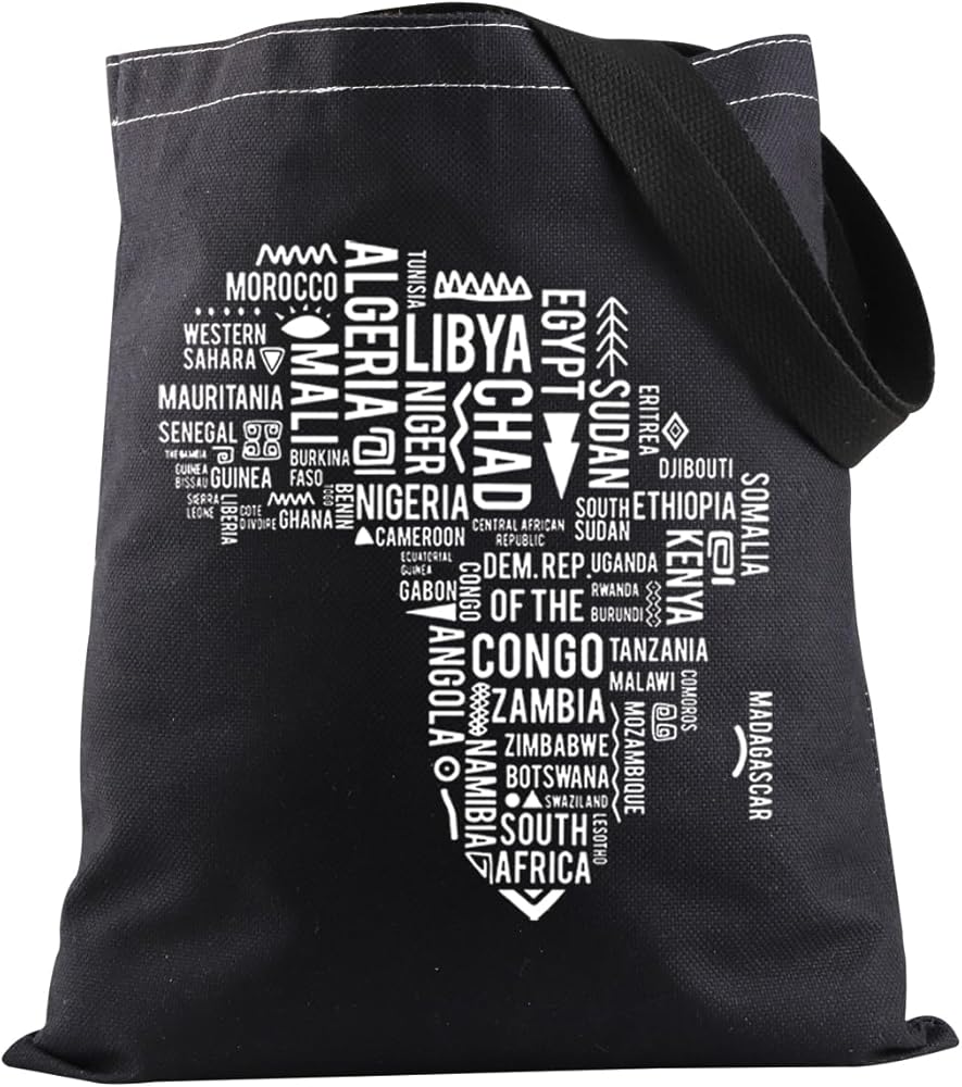 PYOUL Africa Map Tote Bag Africa Map With Countries Names Inside Shoulder Bag Africa Travel Gift Africa Lover Gift African Gift