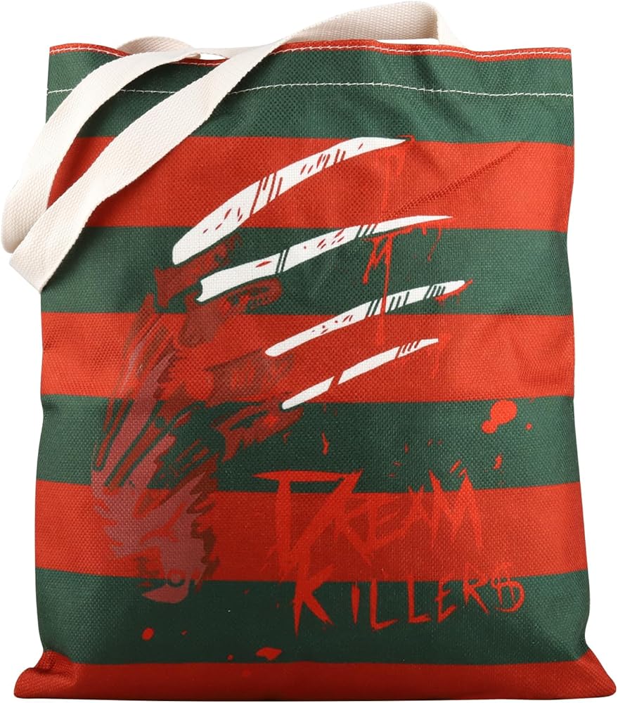 TSOTMO Horror Movie Merch Gift Serial Killer Halloween Scary Gift Freddy's Glove Tote Bag for Horror Lovers