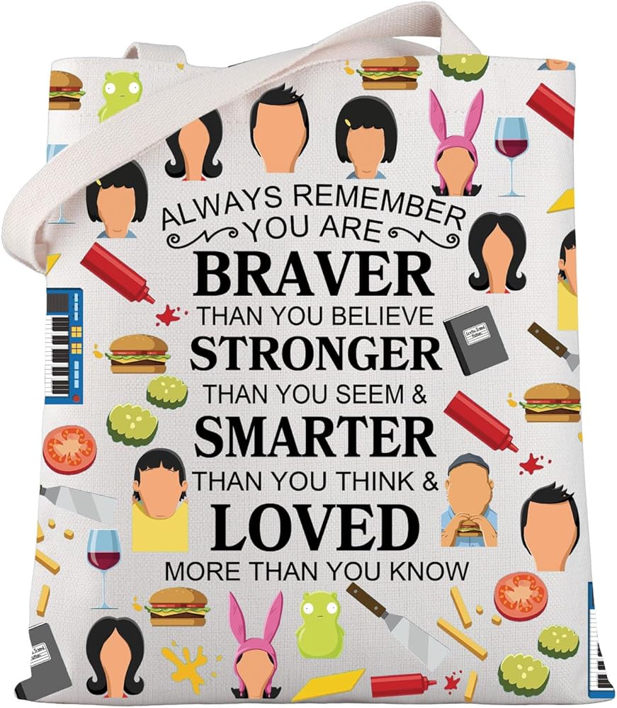 Burgers Inspired Gift Belcher Family Canvas Tote Bag Burgers Fans Gift Shoulder Bag Bob’s TV Show Merchandise