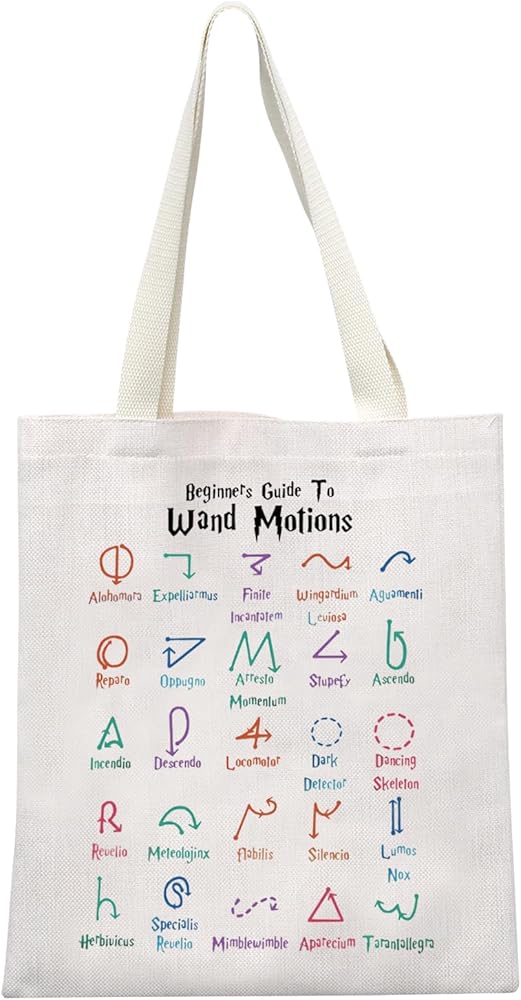 Magic Stuff Wizard Gift Beginner's Guide to Wand Motions Reusable Grocery Bag HP Fans Gift Magic Book Lovers Gifts