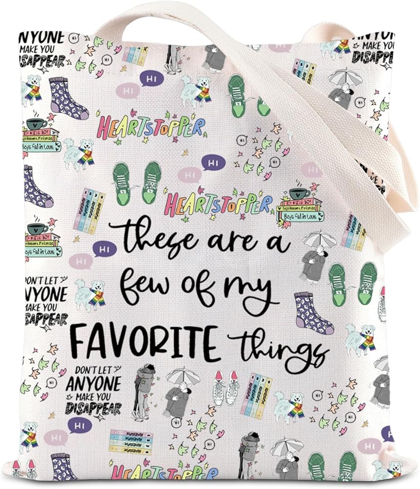 TSOTMO LGBTQ Gift Heart Stopper Phases Gift Spotify Inspired Handbag Gay Pride Bookish Tote Bag Nick and Charlie Fans Gift