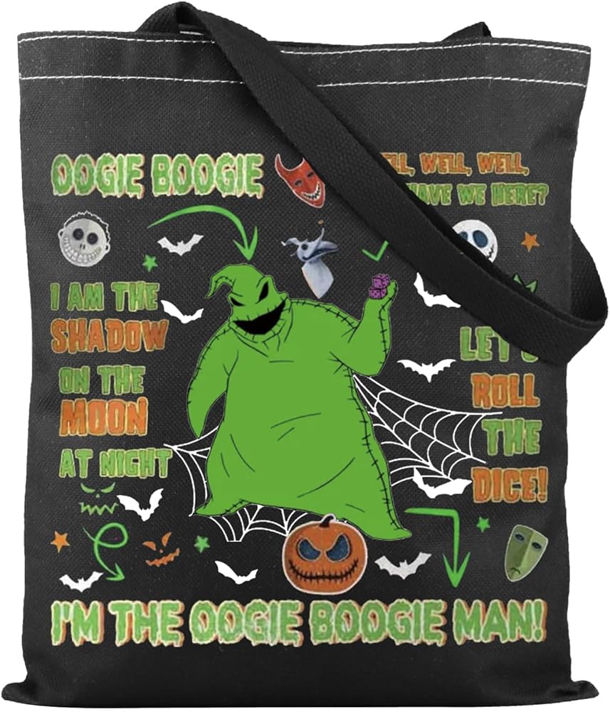 TSOTMO Horror Movie Merch Gift Boogie Man Gift Oogie Boogie Bash Tote Bag for Halloween Nightmare Spooky Season Gift