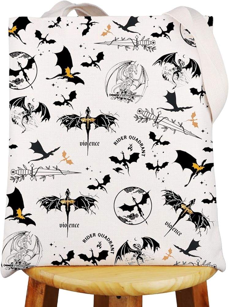 Fantasy Dragon Book Tote Bag Violet And Xaden Gifts Dragons Lover Shoulder Bag Basquiat War College Tote Bag