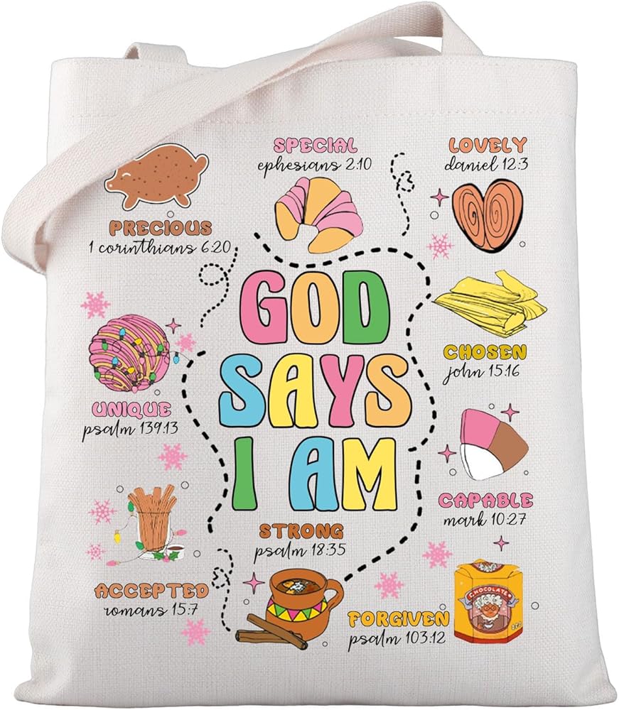 Mexican Gift God Says I Am Mexican Canvas Tote Bag Christmas Pan Dulce Gift Mexican Food Lover Gift