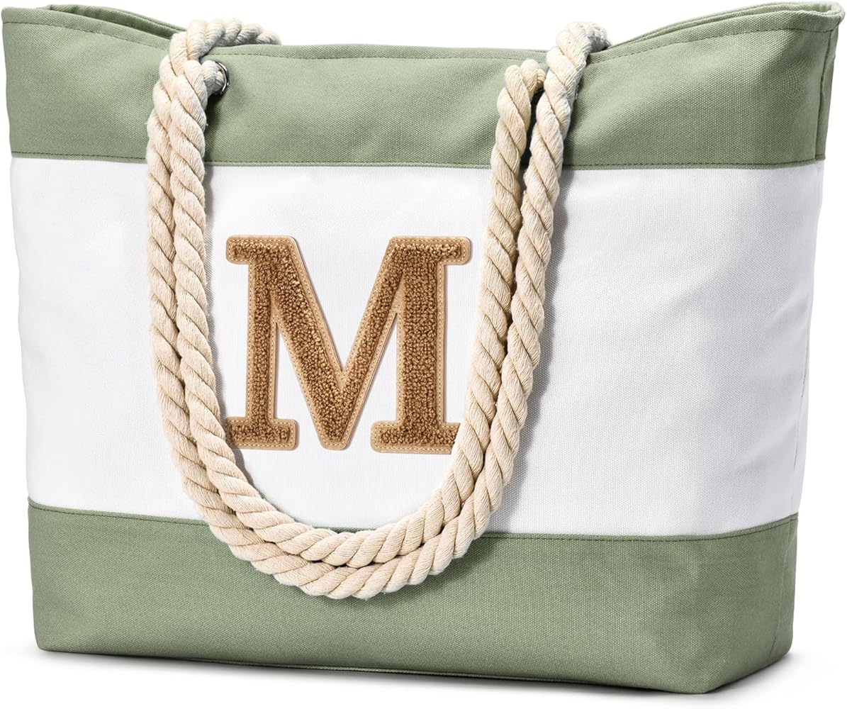 oscaurt Beach Bag Large Waterproof Beach Tote Bags for Women Canvas Shopping Shoulder Bag Travel Essentials Personalized Birthday Gifts for Women
