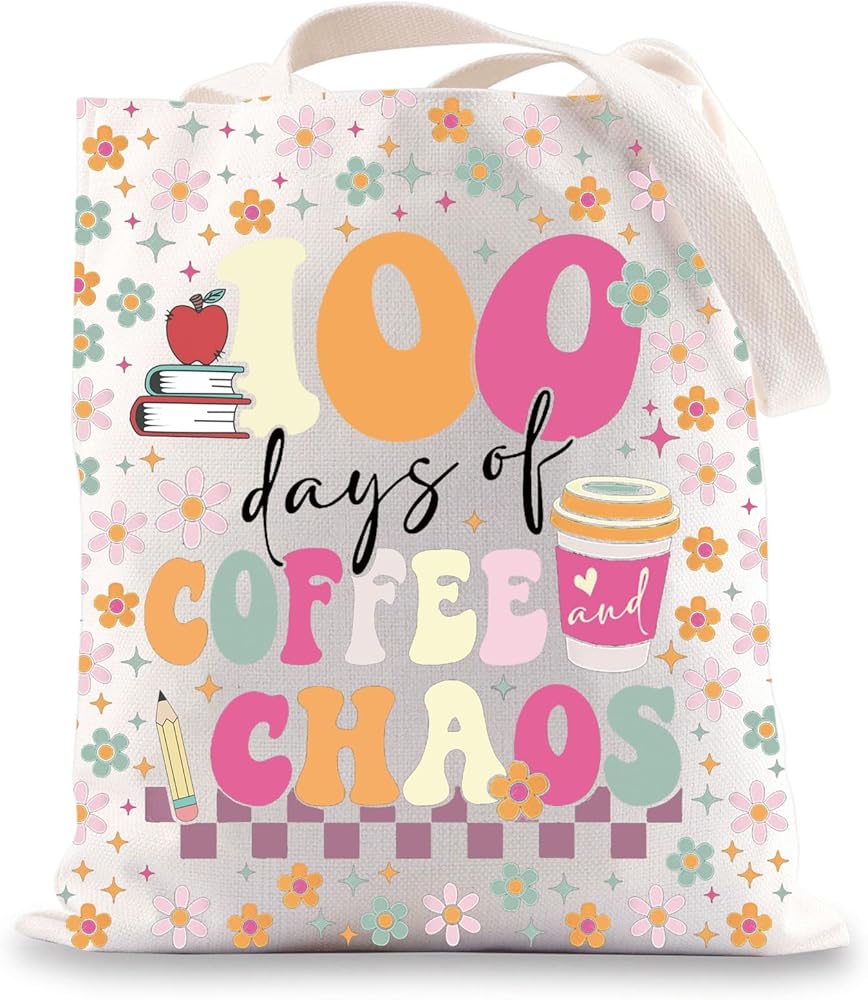 100th Day Of Teacher Tote Bag 100 Days Of Coffee And Chaos Gifts Chaos Coordinator Tote Bag 100th Day Of Teacher Gifts