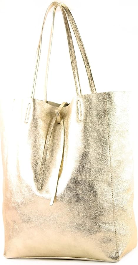 T163 - Ital. Large shopper bag with leather inner pocket