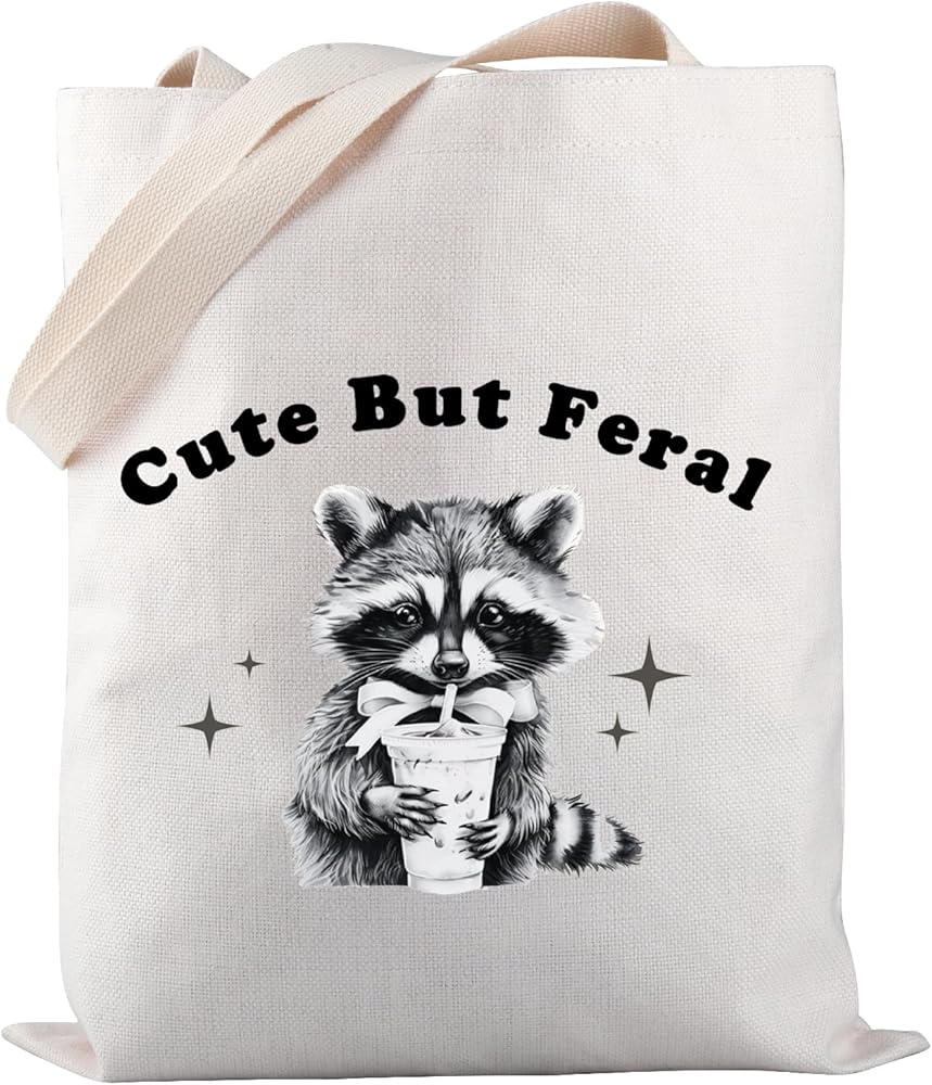 Funny Raccoon Tote Bag Cute But Feral Tote Bag Raccoon Lover Gift Raccoon Adult Humor Gift