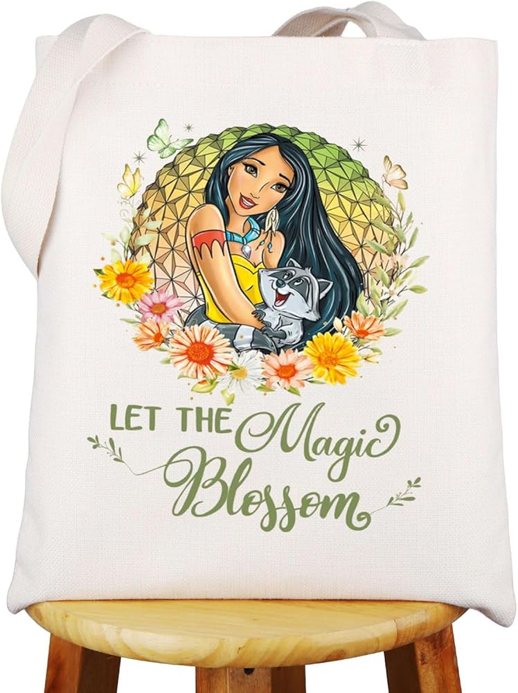 WZMPA Princess Pocahontas Tote Bag Pocahontas Fans Gift Let The Magic Blossom Pocahontas Shoulder Bag Pocahontas Merchandise (Blossom Pocahontas TG)