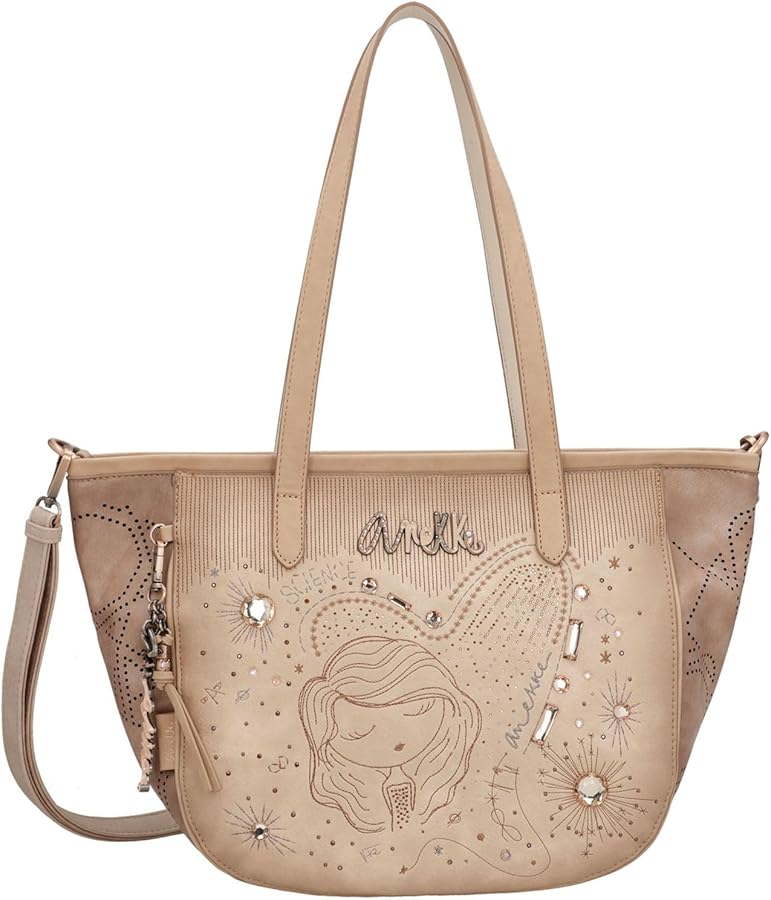 Women's Shopper Bag - Large Polyester Handbag with 2 Handles and Shoulder Strap - Zipper Closure - Women's Accessories and Accessories - Measures 44 x 28 x 10 cm, multicoloured
