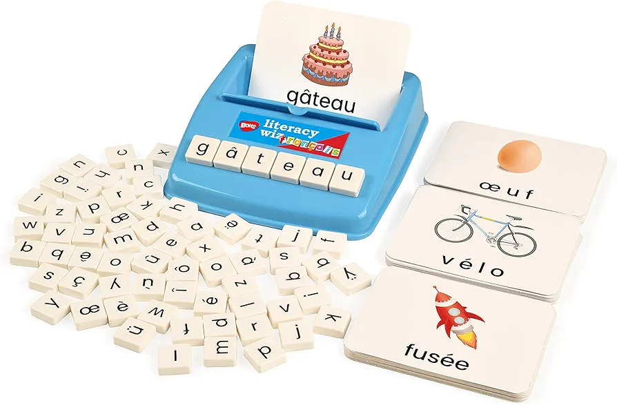 BOHS French Literacy Wiz Fun Game - Lower Case Sight Words - 60 Flash Cards - Preschool Language Learning Educational Toys