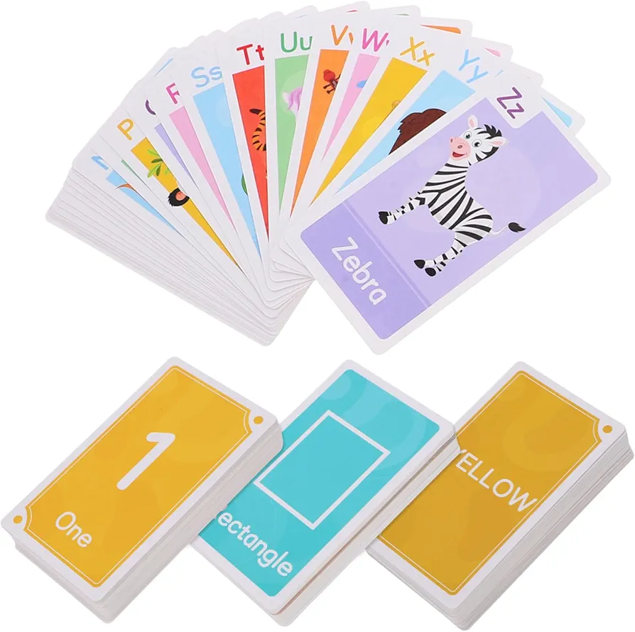 HEMOTON 58pcs Early Education Flashcards English Leaning Cards Cognitive Kid Plaything Interesting Learning Toy English Flash Cards Household Learning Toy Funny Plaything Game Cards