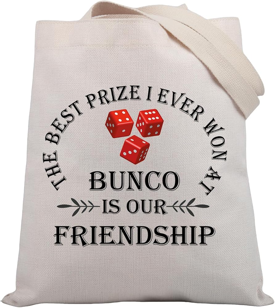 PLITI Bunco Tote Bag Bunco Gambling Lover Gift The Best Prize I Ever Won At Bunco Is Our Friendship Bunco Game Night Gift, Prize Bunco Tgu, medium