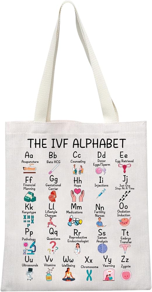The IVF Alphabet Tote Bag IVF Gift Fertility Wish Shopping Bag IVF Pregnant Wish Gift for Infertility Mom