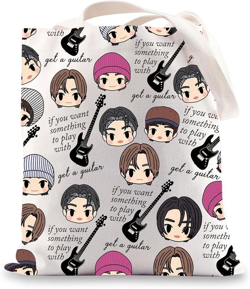 K-Pop Group Tote Bag K Pop Lover Gifts If You Want Something To Play With Get A Guitar Kpop Grocery Bag K Pop Group Merchandise