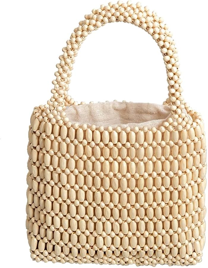 Handwoven Tote Bag for Women Handmade Woven Bucket Bag Drawstring Handbag Bohemian Clutch Bag Summer Beach Bag