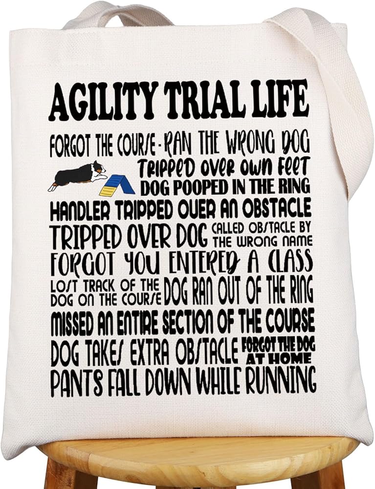 Dog Agility Tote Bag Agility Trail Life Gifts Dog Training Shoulder Bag Border Collie Gift Dog Trainer Gift