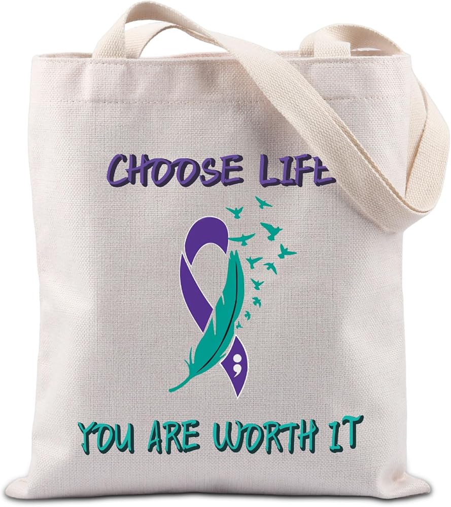 Suicide Awareness Gift Mental Health Gift Choose Life You Are Worth It Tote Bag