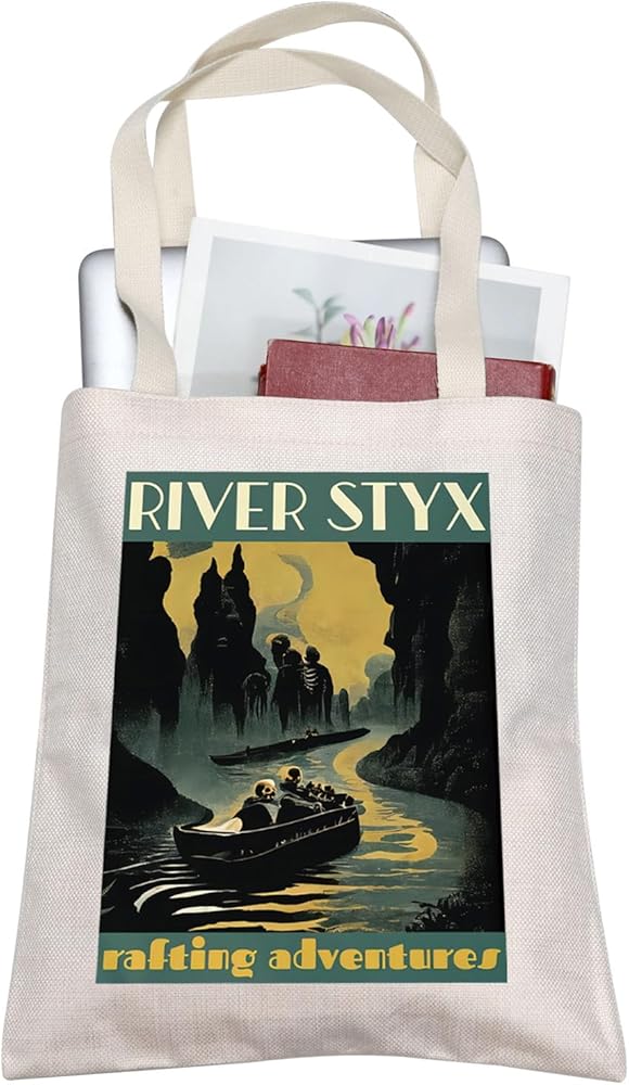 AKTAP Gifts For Book Lovers Lovers River Styx Greek Mythology Merchandise Dark Academia Tote Bag