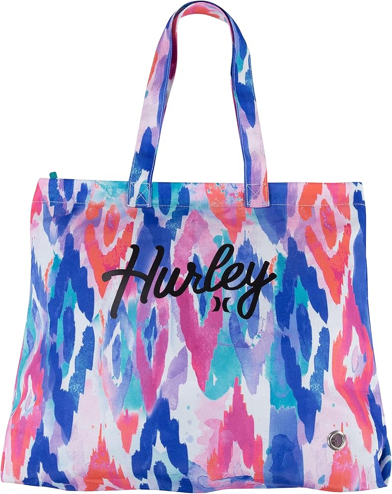 Hurley Hrla Canvas Graphic Beach Tote, Multi/Black