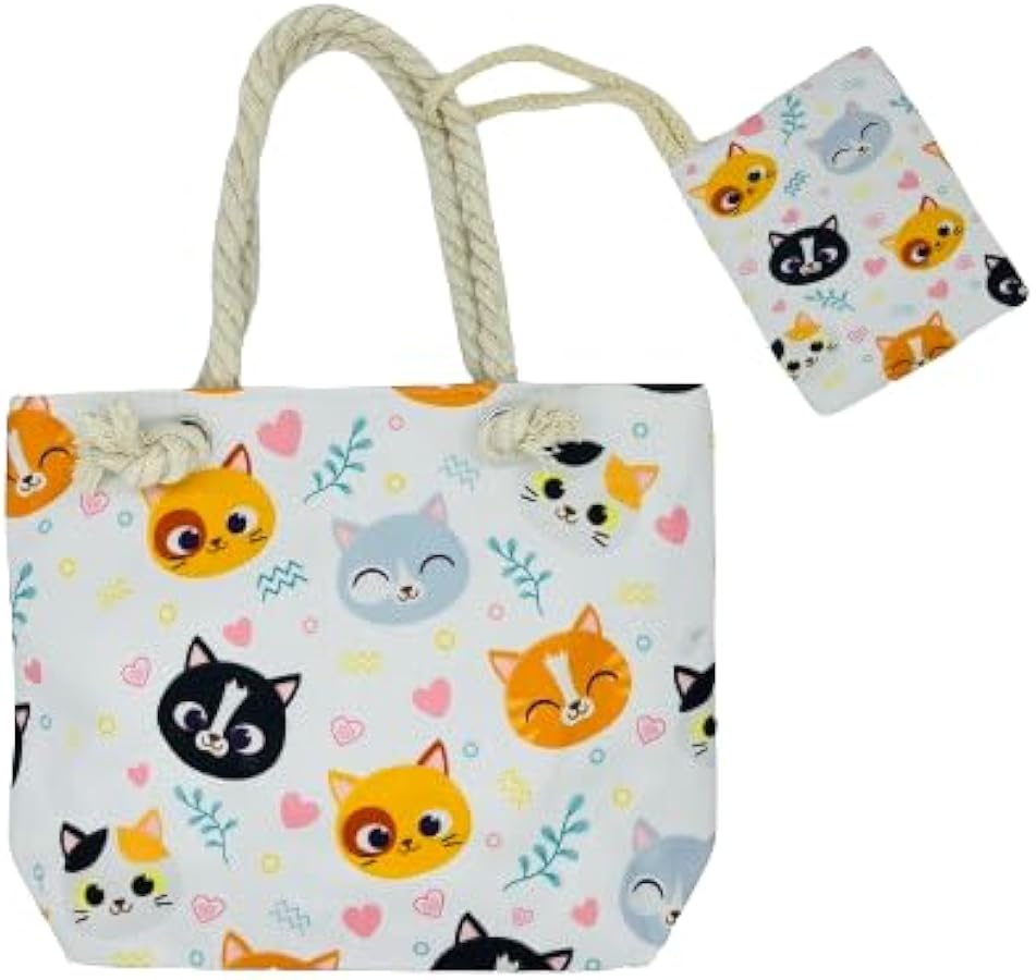 Small bag girl woman print cats animals gift purse tote bag beach pool walk 30x25cm.