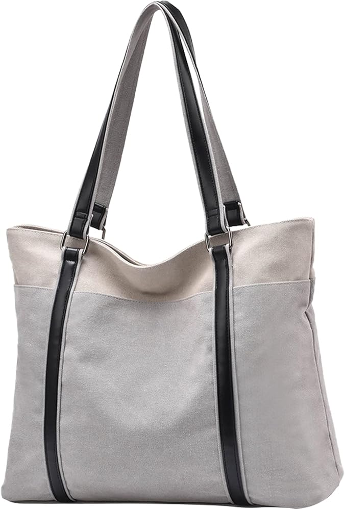 PORRASSO Women Tote Bag Large Handbag Casual Canvas Shoulder Bag Top-Handle Bag