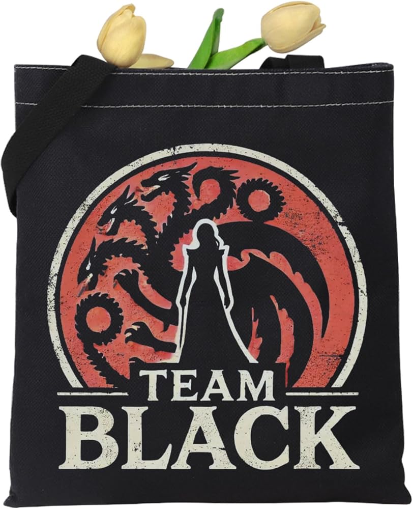 KUIYAI Fantasy Dragon Team Black Tote Bag, Dragon Reader Gift, TV Show Series Inspired Gift
