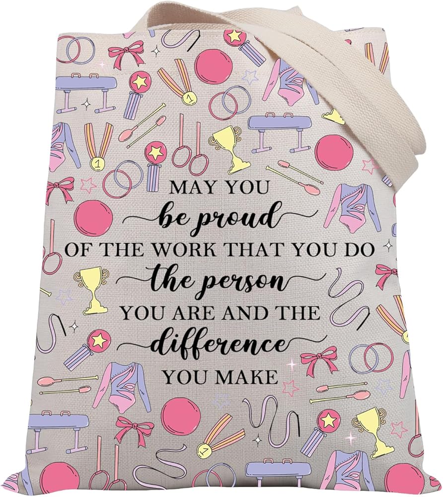 PLITI Gymnastics Lovers Tote Bag Gymnast Gifts May You Be Proud Of The Work You Do Gymnastics Inspirational Shoulder Bag