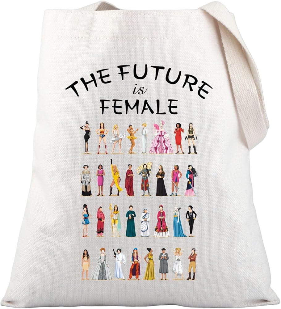 PLITI Feminist Gifts Girl Power Tote Bag Women Empowerment Gift The Future Is Female Canvas Shoulder Bag Feminism Gift