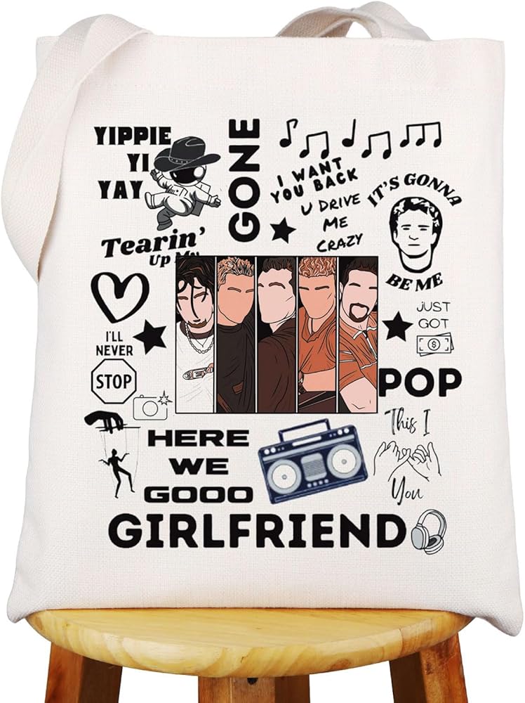 WZMPA Boys Band Canvas Tote Bag Singer Fans Fans Gift I Want You Back Song Shoulder Bag Boys Band Merch
