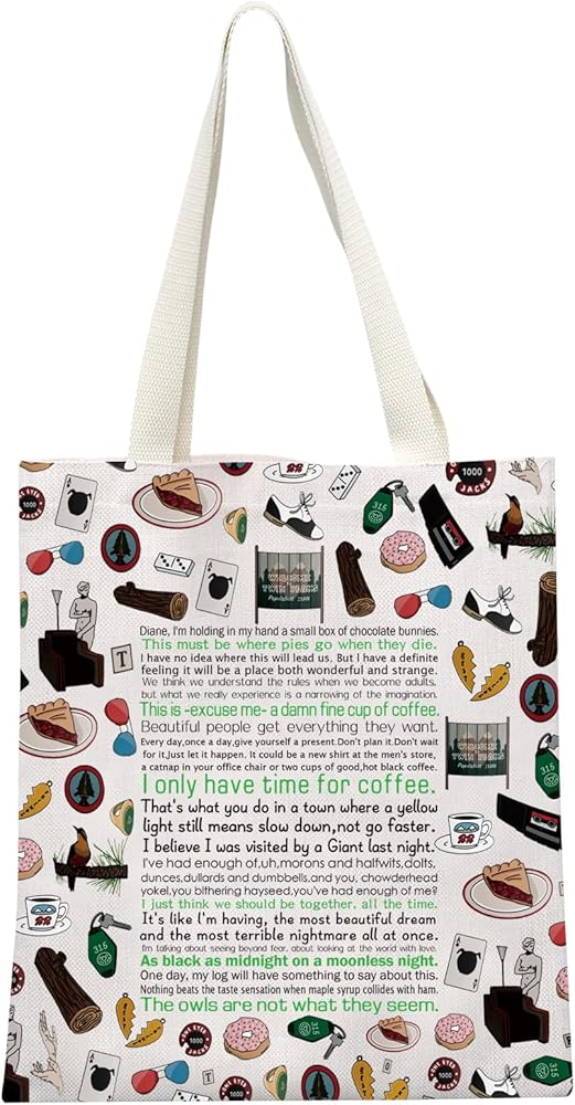 T Peaks TV Show Inspired Gift Welcome To Peaks Tote Bag TV Series Lovers Shoulder Bag