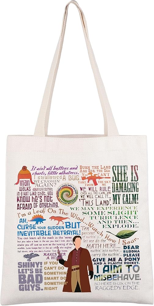 AKTAP Fir-Fly Movie Inspired Tote Bag Serenity Merchandise I Aim To Misb-have Quote TV Series Gifts for Sci Fi Lovers Handbag
